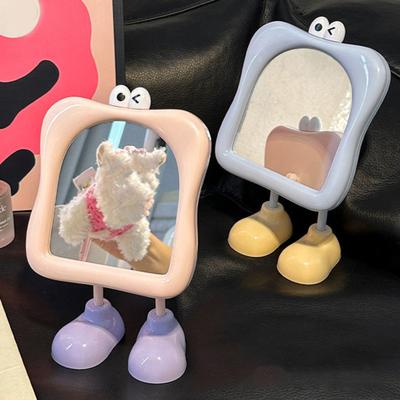 Cartoon Desk Mirror with Standing Legs Square Frame with Eyes Desktop Vanity Mirror Women Makeup Table Mirror Decoration