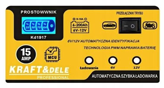 Prostownik Do Akumulatora Akumulatorów 6/12V 15A Agm Żel Szybka Ładowarka