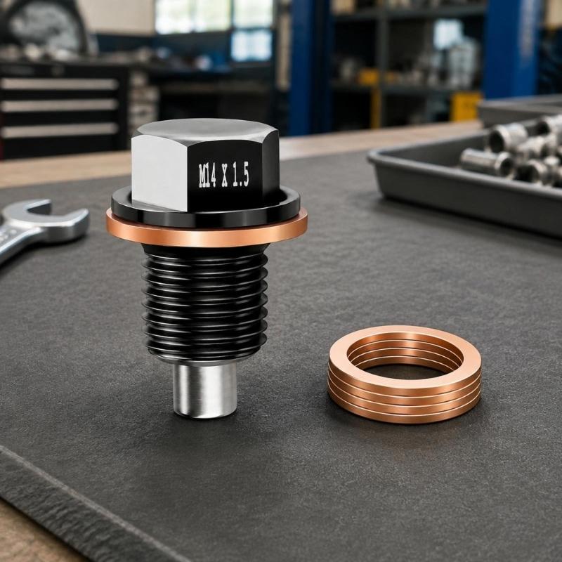 Oil Pan Installation Screw with Separate Sealing Washer, Automotive Metal Fastener with Threaded Body for Replacement and Maintenance Work