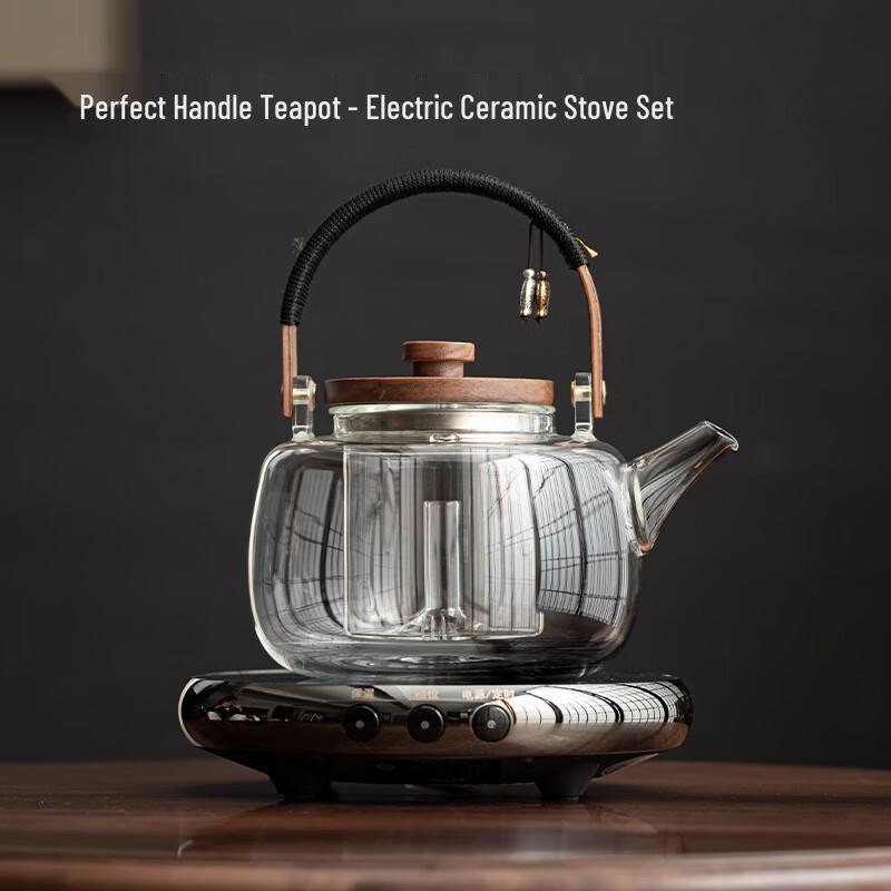 Transparent Glass Steaming Teapot Set with Electric Cooker