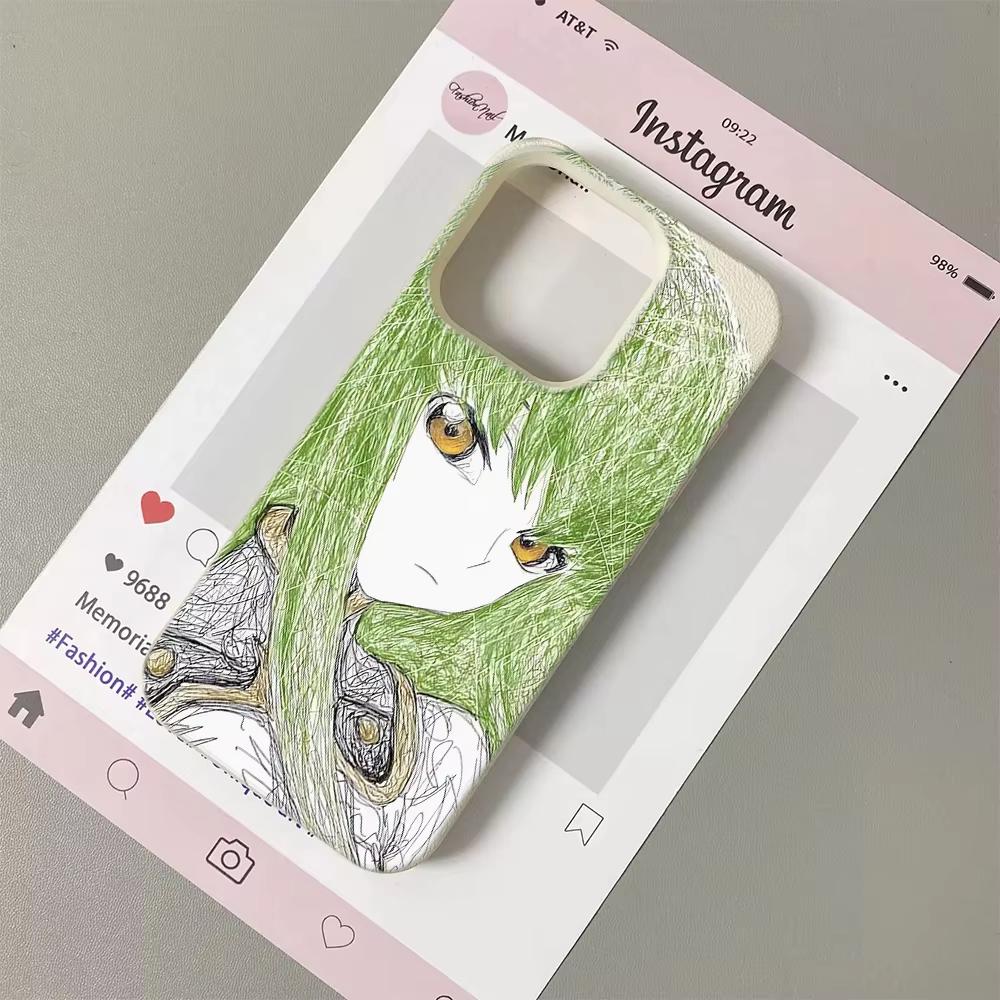 

Sketch Of Green-haired Anime Character Phone Case For IPhone 17 16 15 14 13 12 11 Pro Max 16 15 14 Plus 17Air Cover Case Funda iPhone XS Max белый
