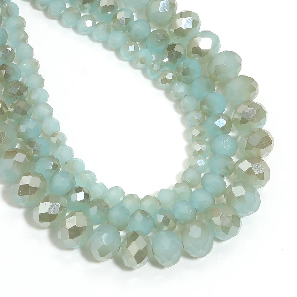 4 6 8mm Faceted Crystal Rondelle Beads Light Lake Blue Amber Glass Loose Spacer Beads For Jewelry Making DIY Bracelets Necklace