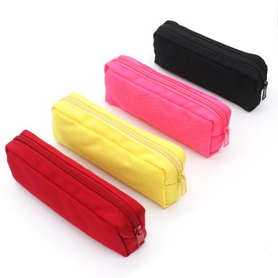 Concise Solid Color Black Pencil Case Zipper Big Pencil Box Cosmetic Bag School Stationery Supplies