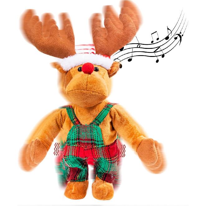 Twerking Rudolph The Red-Nosed Reindeer Animated Plush Toy Christmas Singing and Dancing Stuffed Animals for Kids