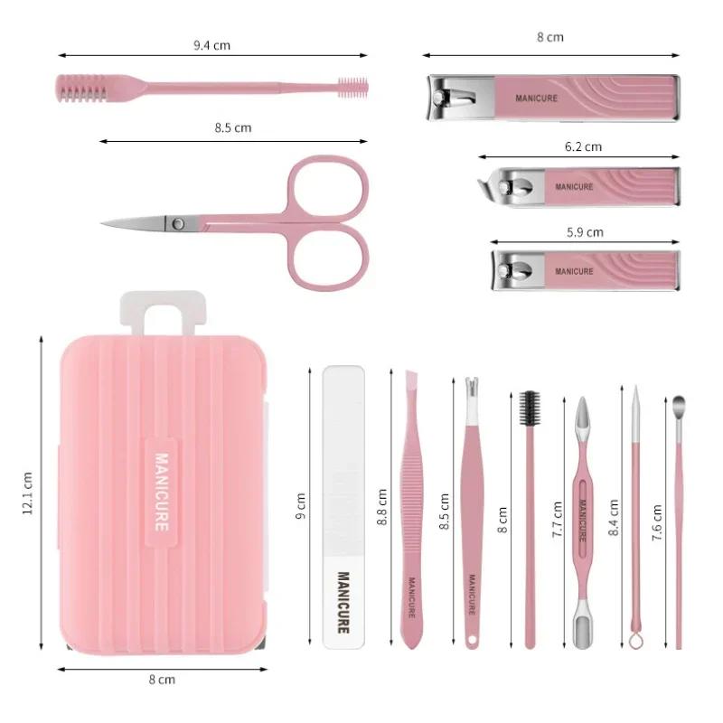 8/12 Stück Nagelknipser-Set Kleines Gepäckbox-Design Edelstahl-Knipser Nagelfeile Schere Maniküre-Werkzeuge für Reisen