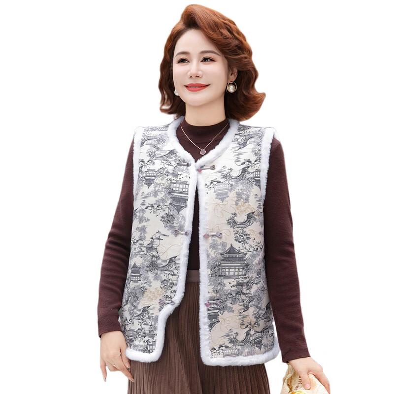 YUZHAOLIN Women's New Chinese Style Plus Velvet Thickened Vest