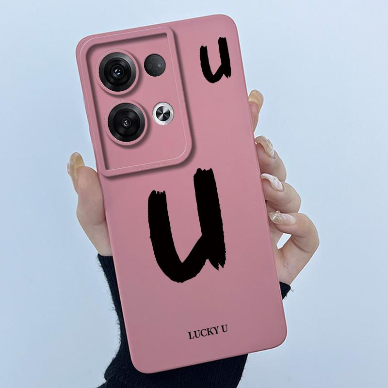 For OPPO Reno 8 Pro 5G Reno8 Reno8 Pro Plus Shockproof Phone Case Lucky Initial Letter Casing Silicone Soft Matte Back Cover