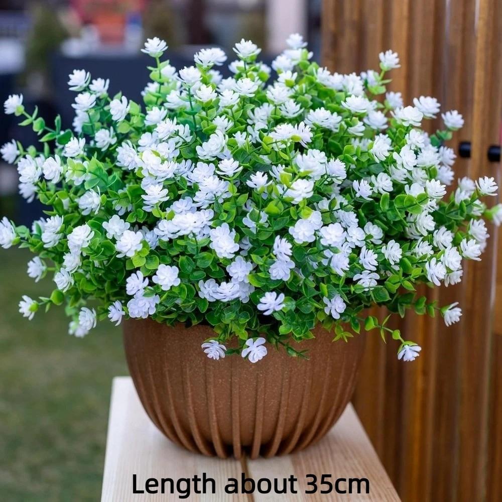 12pcs Artificial Eucalyptus Camellia Flower UV Resistant Party Supplies Fake Flowers Plastic Floral Bouquets DIY Accessories