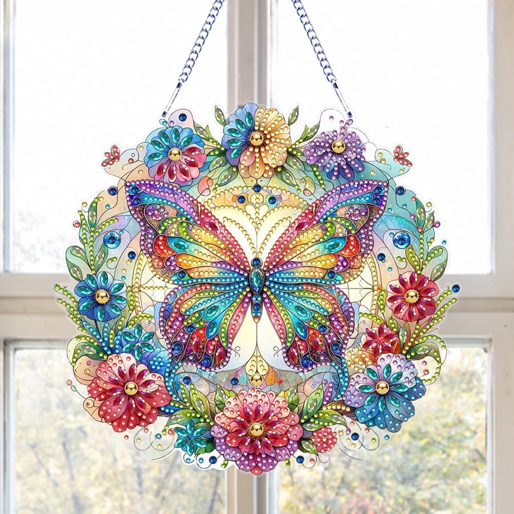 Pendentifs de Fenêtre en PET Double Face Forme Spéciale Animal Mignon Strass Diamant Art Peinture Diamant Ornement Suspendu pour Adultes