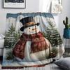 snowman Print Flannel Blanket, High quality Comfortable for All Seasons, Home Decor, Warmth and Comfort, Perfect for Christmas Gifts