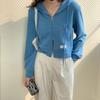 Women's Short Pink Cotton Hoodie Cardigan - Lightweight Spring/Summer Zipper Jacket