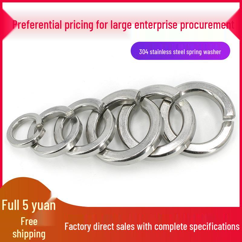 Stainless Steel (304/316/201) Split Lock Washers, Heavy Duty, Anti-Loosening, Thickened, Sizes M1.6-M24.