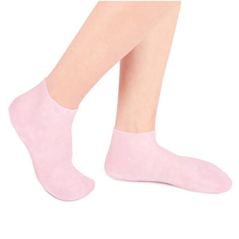 1 par de calcetines hidratantes de silicona con gel exfoliante para talón, callos, piel agrietada y muerta, protector para aliviar el dolor y el cuidado de los pies.