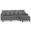 3 Seater Sofa with Ottoman Dark Grey 180 cm Fabric