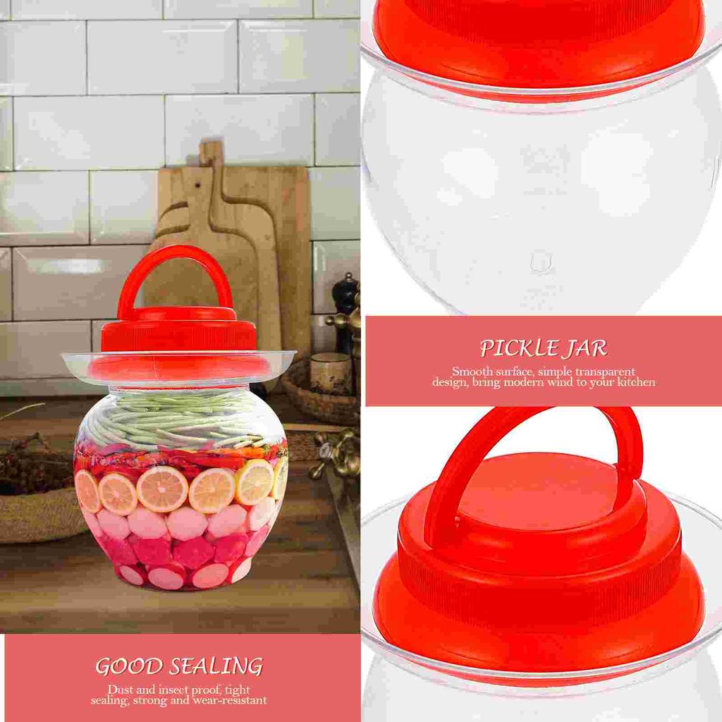 2Pcs Food Grade Plastic Airtight Pickle Jar Transparent Storage Container Household Kitchen Bottle Sealed Jar For Dust