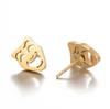 Halloween Cherry Studs, Mushroom Earrings & Hollow Bear Paw Heart Ear Cuff - Stainless Steel Jewelry