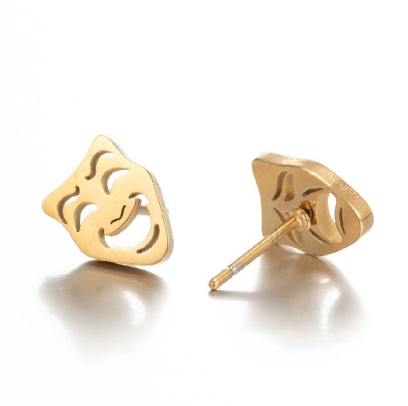 Halloween Cherry Studs, Mushroom Earrings & Hollow Bear Paw Heart Ear Cuff - Stainless Steel Jewelry