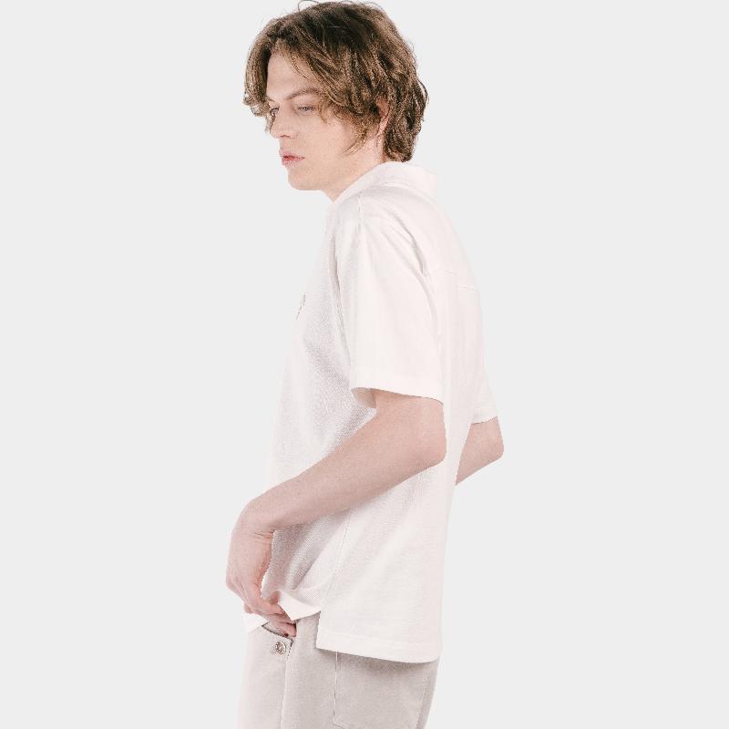 CUSTOMUS Hand-Logo Trimmed Open Neck Men'S Short Sleeve Collared T-Shirt Cxs25Mkkt421 Ivy
