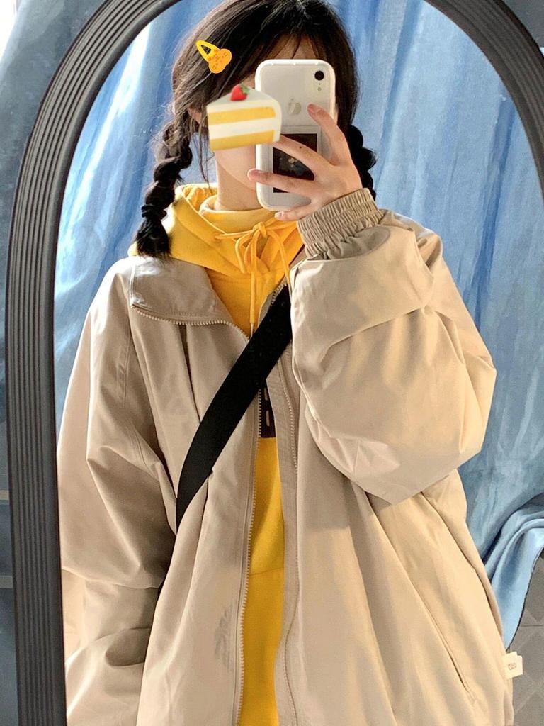 Women's Vintage Japanese Style Windbreaker: Casual Spring/Autumn Loose Fit