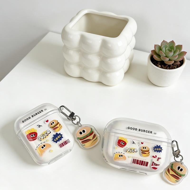 Cute Little Burger Creative AirPods Apple Earphone Case Wireless Bluetooth Protective Case Transparent Earphone Case