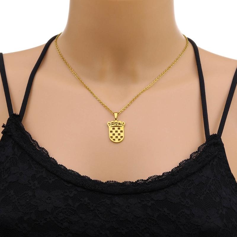 Croatia Map Pendant Necklace Fashionable Croatian Flag Neckchains Adjustable Ethnic Collarbone Chains Couple Jewelry