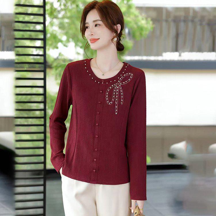 Chic & Elegant Women s Spring/Autumn Knit Long-Sleeve Top 5XL