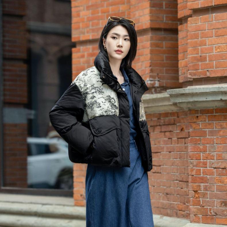 Women's 2024 Winter Short Down Jacket - National Style Patchwork Goose Down Outerwear