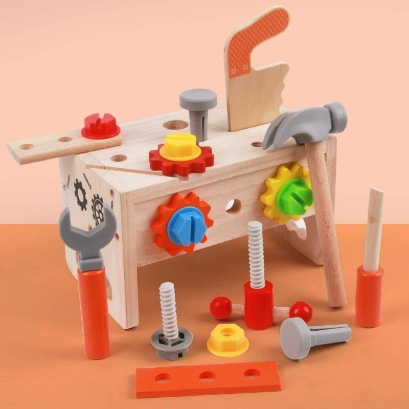 Toolbox Wooden Repair Screw Nut Disassembly Assembly Tool Table Children Toy