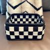 High qualityStylish Black and White Checkered Storage Basket – Multifunctional Organizer for Cosmetics, Snacks, Toys, and Bedroom Essentials with