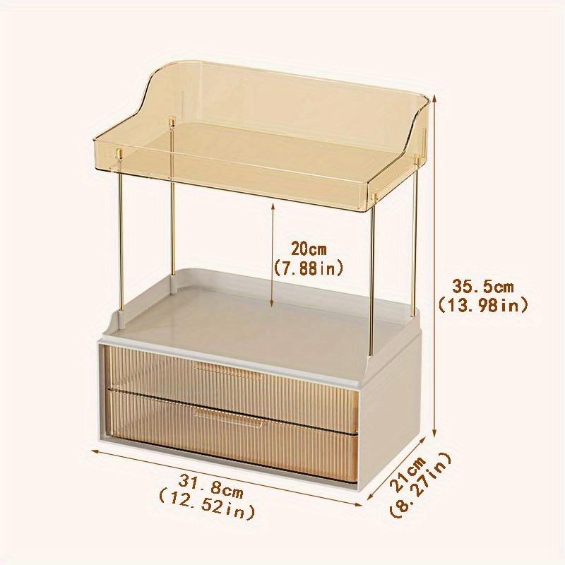 1pc 2 Tier 2 Drawer Cosmetic Organiser, Bathroom Organiser,, Large Skincare Organiser, Exquisite Dresser Organiser