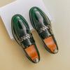 Fashion Men Shoes Retro Business Loafers Black Green PU Men Thick-soled Anti-slip Fashionable Leather Shoes Social Shoes Sizes 38-46