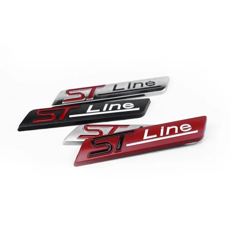 BAZN3 3D Metal STline Letter Rear Trunk Fender Emblem Badge Car Sticker For Ford Focus 2 3 4 ST Mondeo Fiesta Kuga Ecosport Explorer