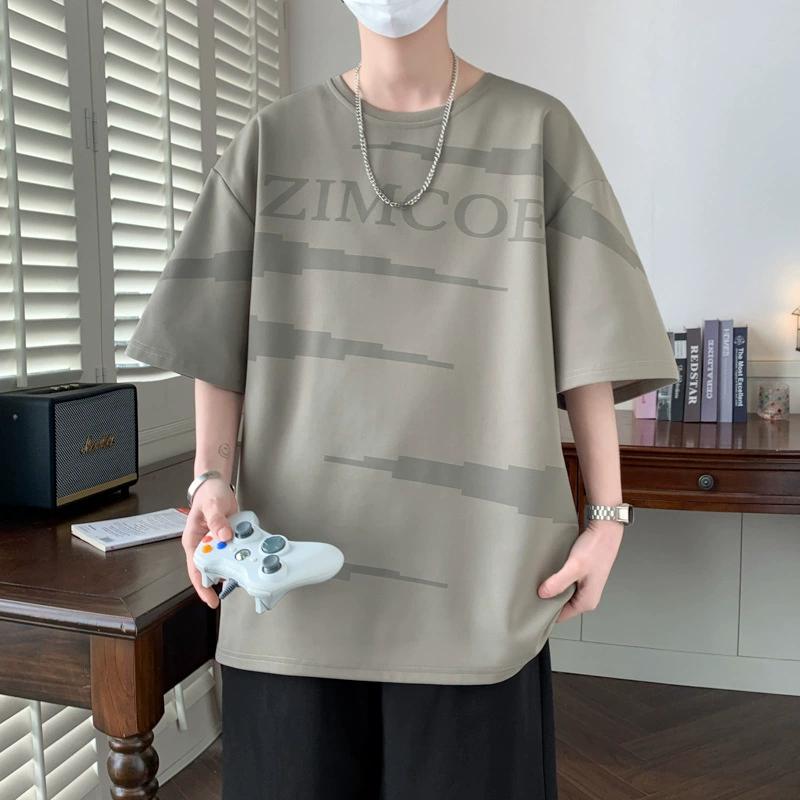 Large Size Short Sleeved T-shirt for Men, with A High-end Feel and Loose Five and A Half Sleeves