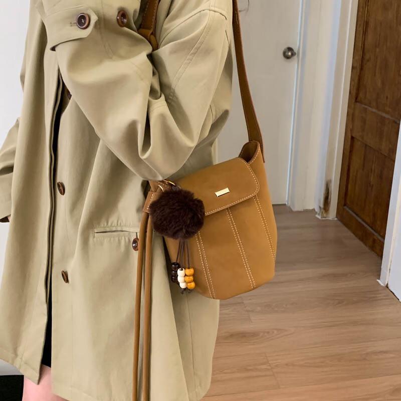 REWELL Suede Pumpkin Bucket Bag