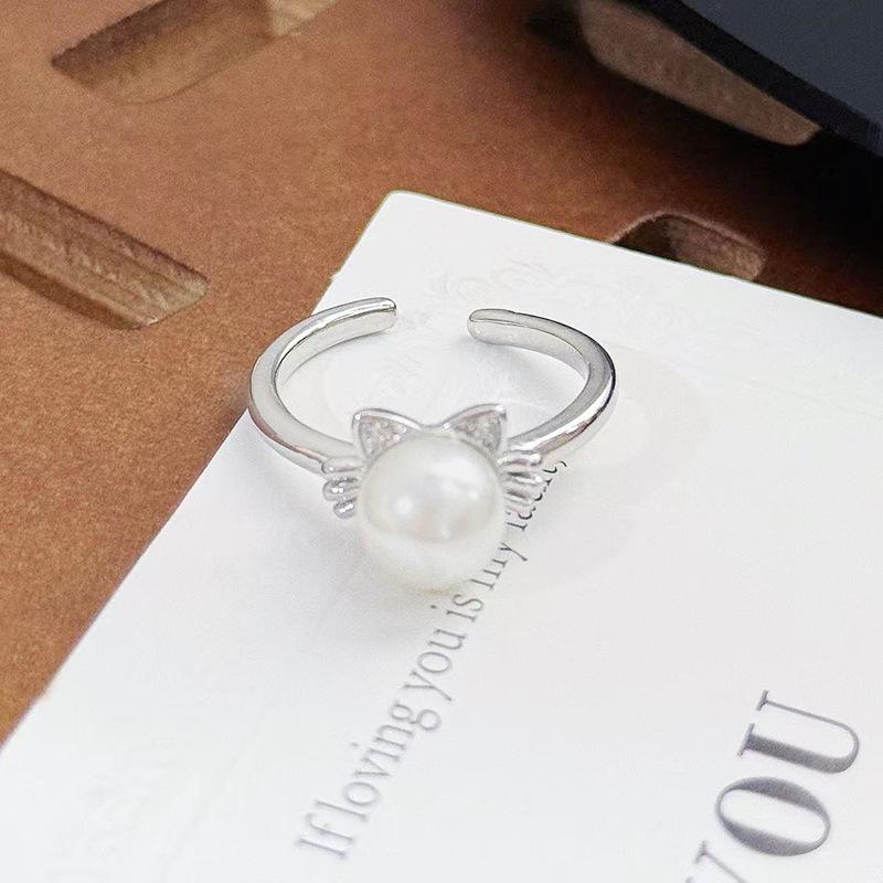 

Kitten Cute Stacked Open Ring Niche High Sense Ring Cold Wind Fashion Ring Woman Adjustable opening
