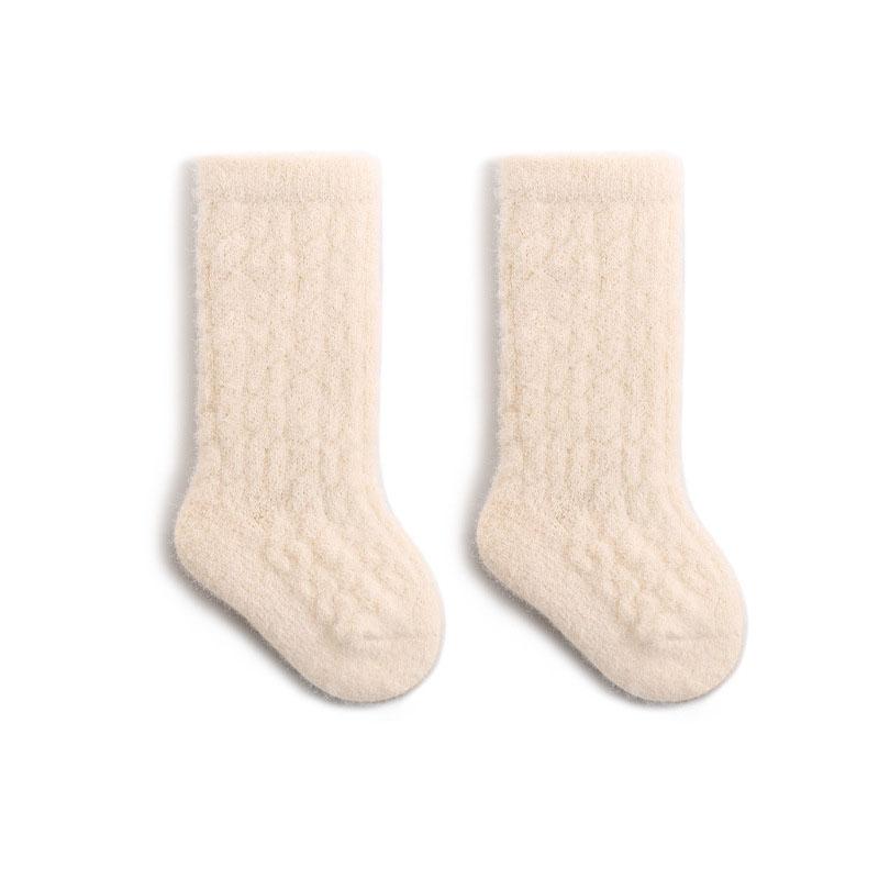 New Autumn Baby Socks Kids Girls Fleece Padded In Tube Socks Toddler Solid Color Thicken Winter Floor Socks