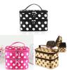 Borsa Trucco Trendy a Doppio Strato Spaziosa Design a Pois Bianchi e Neri Per un Facile Stoccaggio