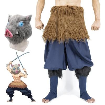 Anime Demon Slayer Kimetsu No Yaiba Hashibira Inosuke Cosplay Costumes Pants Pig Mask Halloween Party Carnival Suit