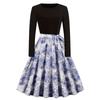 Autumn and Winter New Retro Women's Clothing Round Neck Long-sleeved Black Spelling Print Pendulum Dress