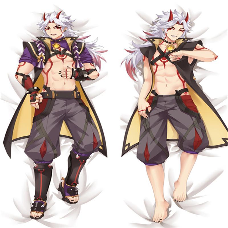 

60x180 см Genshin Impact Arataki Itto наволочка игровой персонаж Dakimakura чехол 3D принт персиковая кожа флисовая ткань наволочка