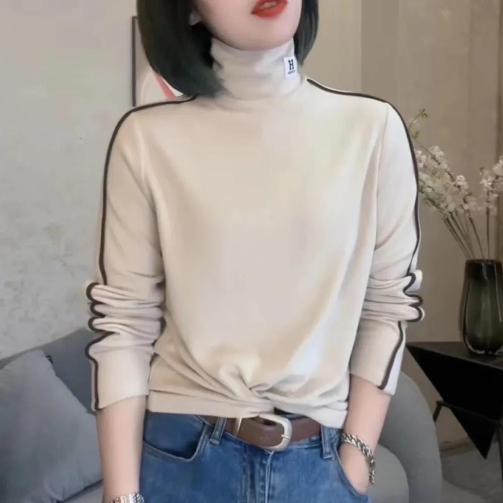 

Belly cover top Tibetan meat large size black slim long sleeve autumn and winter German velvet turtleneck splicing bottoming shirt women 3XL