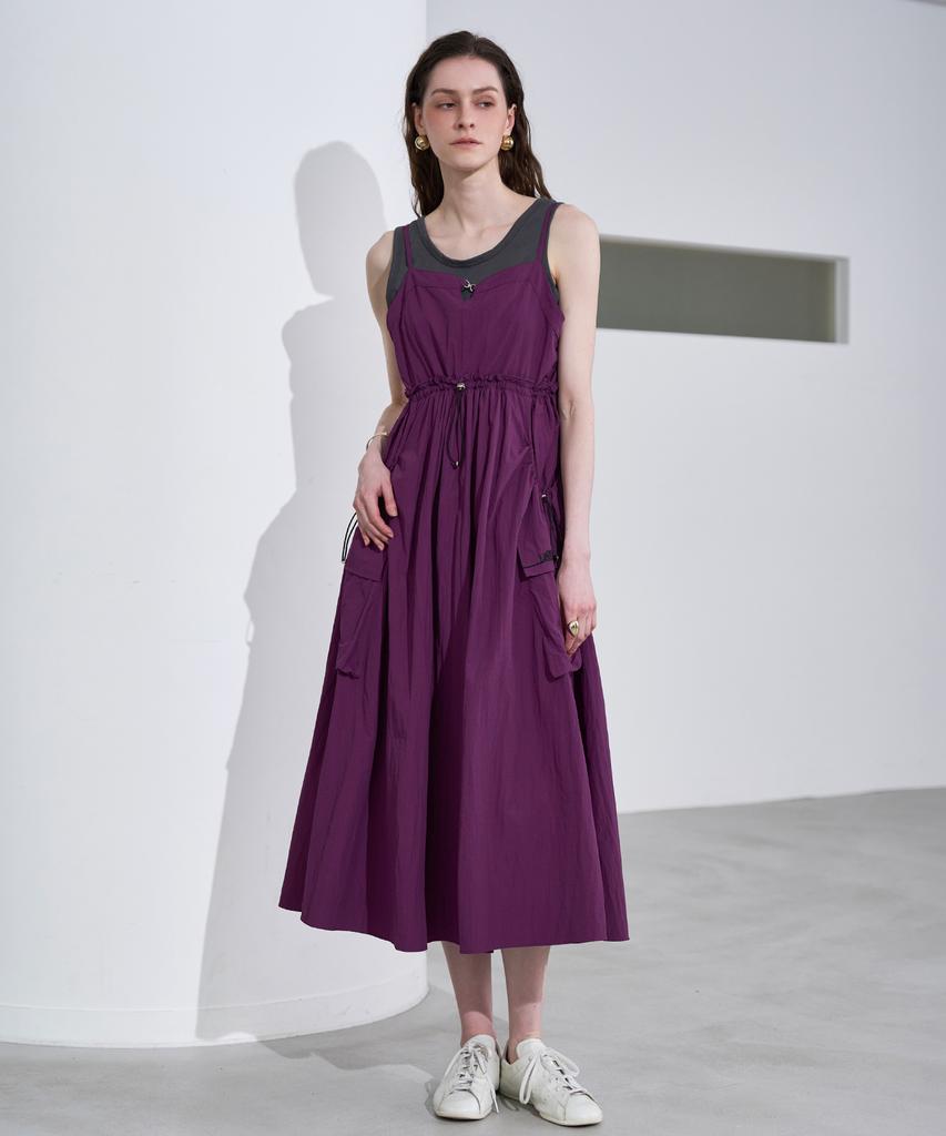 LENIC&MCCOY Waist String Crinkly Summer Long Dress Mm08Op003Hjy