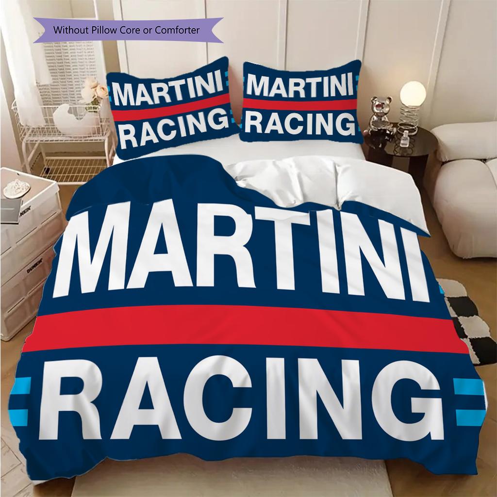 Martini Heritage Theme Bedding (1 * duvet cover + 2 * pillowcase, without core) 2D Flat Christmas birthday gift Bedding set Duvet cover and pillowcase