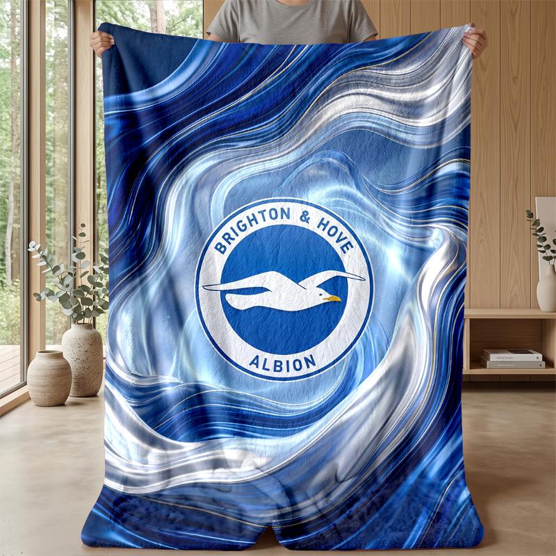 Coperta in Flanella con Stampa Calcio Brighton & Hove Albion, Coperta Morbida Calda Leggera per Divano Letto Campeggio