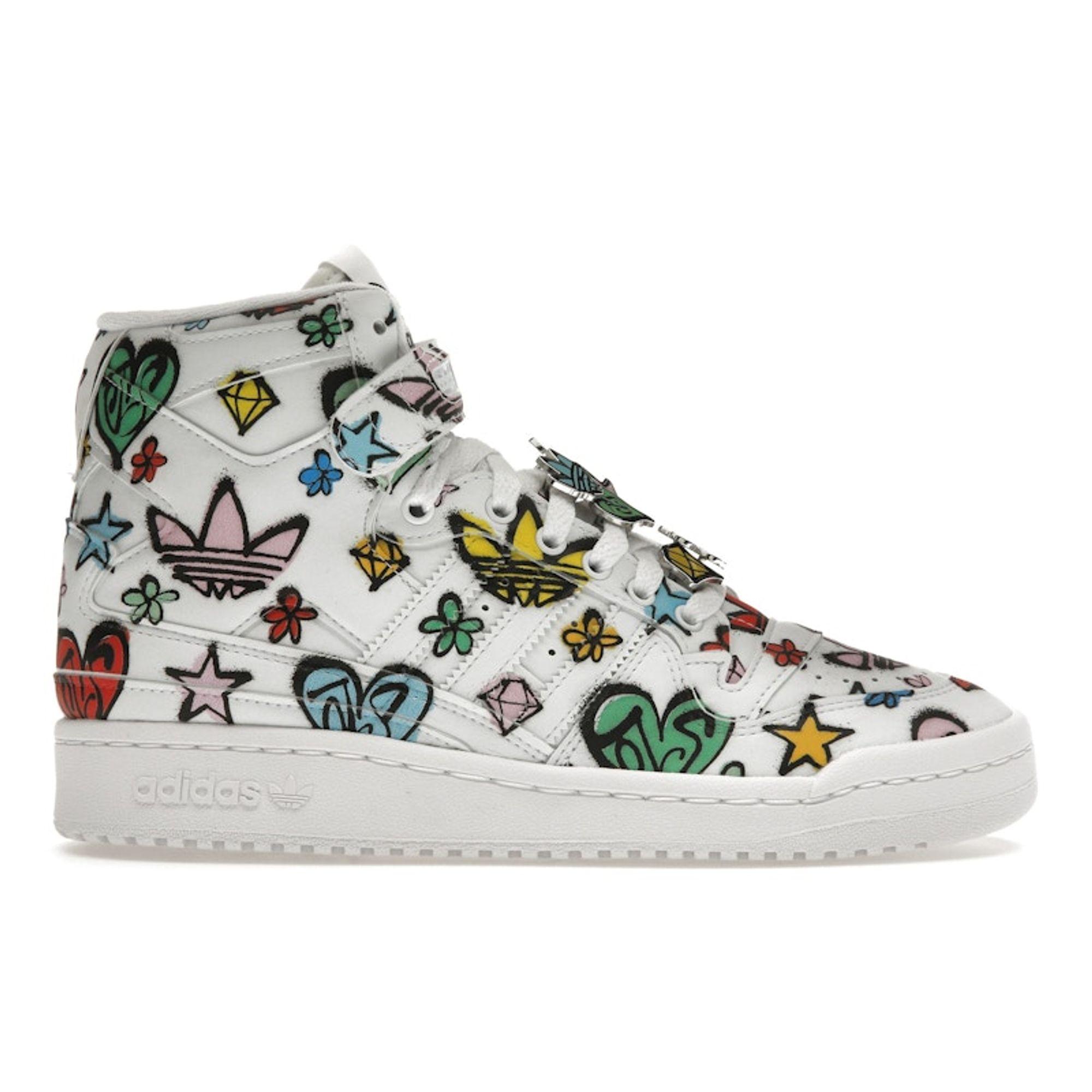 

Jeremy Scott x adidas Forum 84 High Монограмма Унисекс Кроссовки Белый Облачно-белый Основной черный HQ1128 36