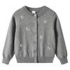 Spring and Autumn Hand-embroidered Flower Children's Sweater Cardigan Jacket Pure Cotton Children's Knitted Cardigan