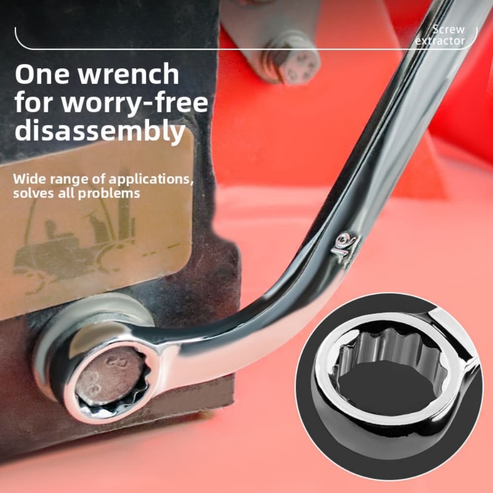 Chrome Vanadium Steel Tools Fluted End Design S-type Box Wrench 12-angle Contact Points Easy Access Tight Spaces