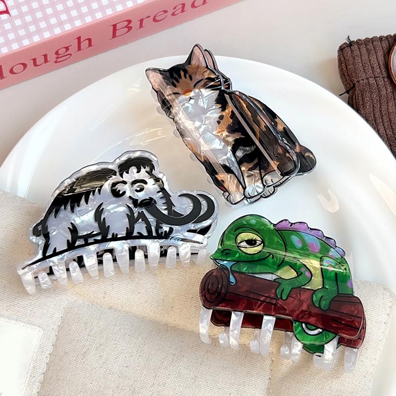 Mammoth Chameleon Hair Claw Adorable Animals Acrylic Hair Claw Clips Hair Accessories For Women Girls