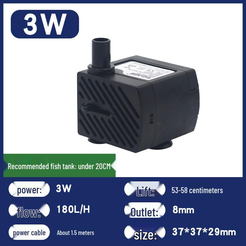 Submersible Water Pump for Fish Tanks, Fountains, Feng Shui Wheels, and Ponds with Light (5W, 6W, 8W)