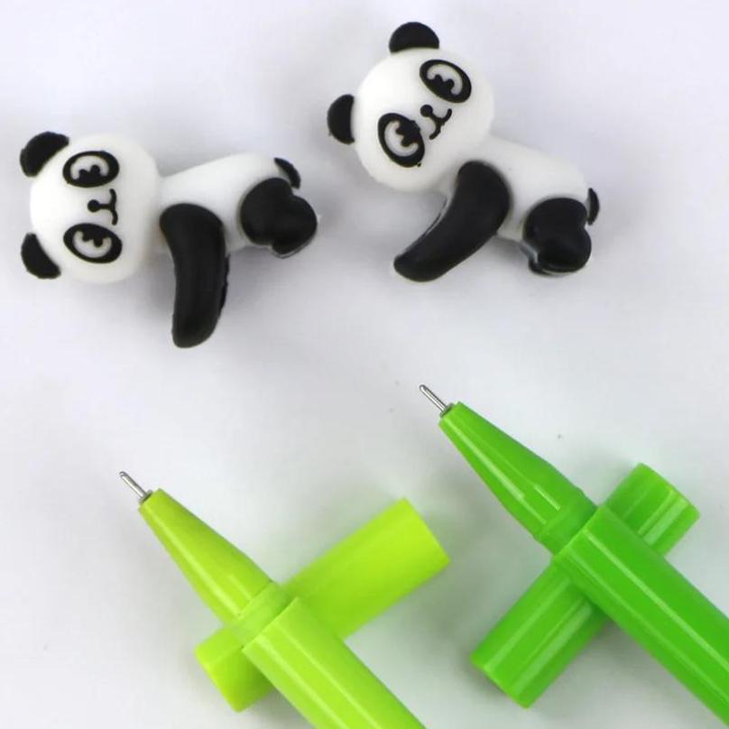 2 Pcs Random Color Cartoon Animal Panda Cute 0.5mm Black Ink Pen Desk Decoration Student Exquisite Gift